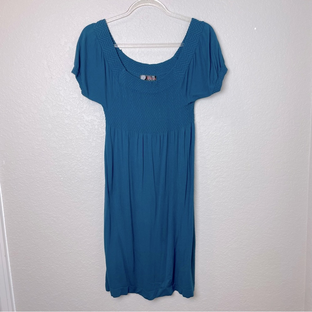 JJ BASICS Stretchy Fitted Teal Dress Size M/L